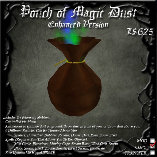 Second Life Marketplace Pouch of Magic Dust Enhanced Version